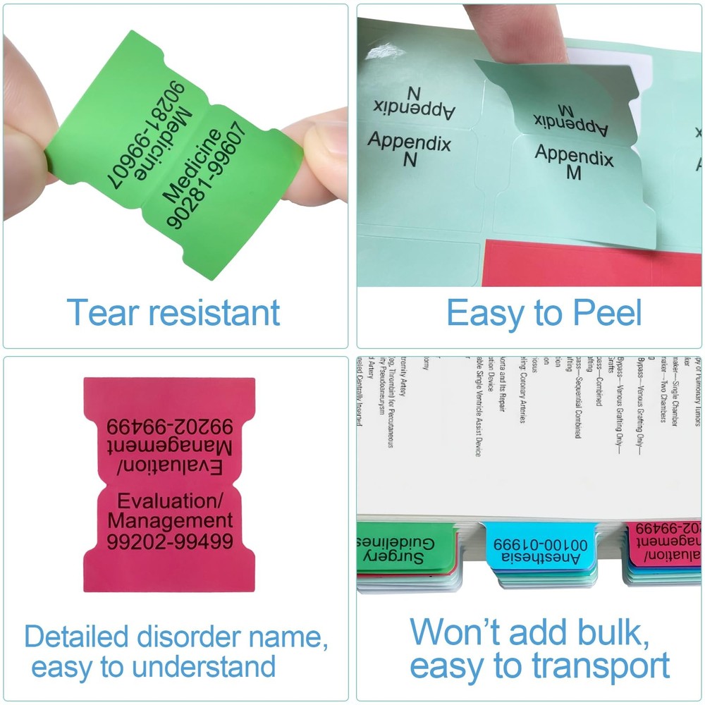 Upgraded Index tabs for CPT 2026 + ICD-10 -CM 2026 AAPC Version, Color-Coded wit
