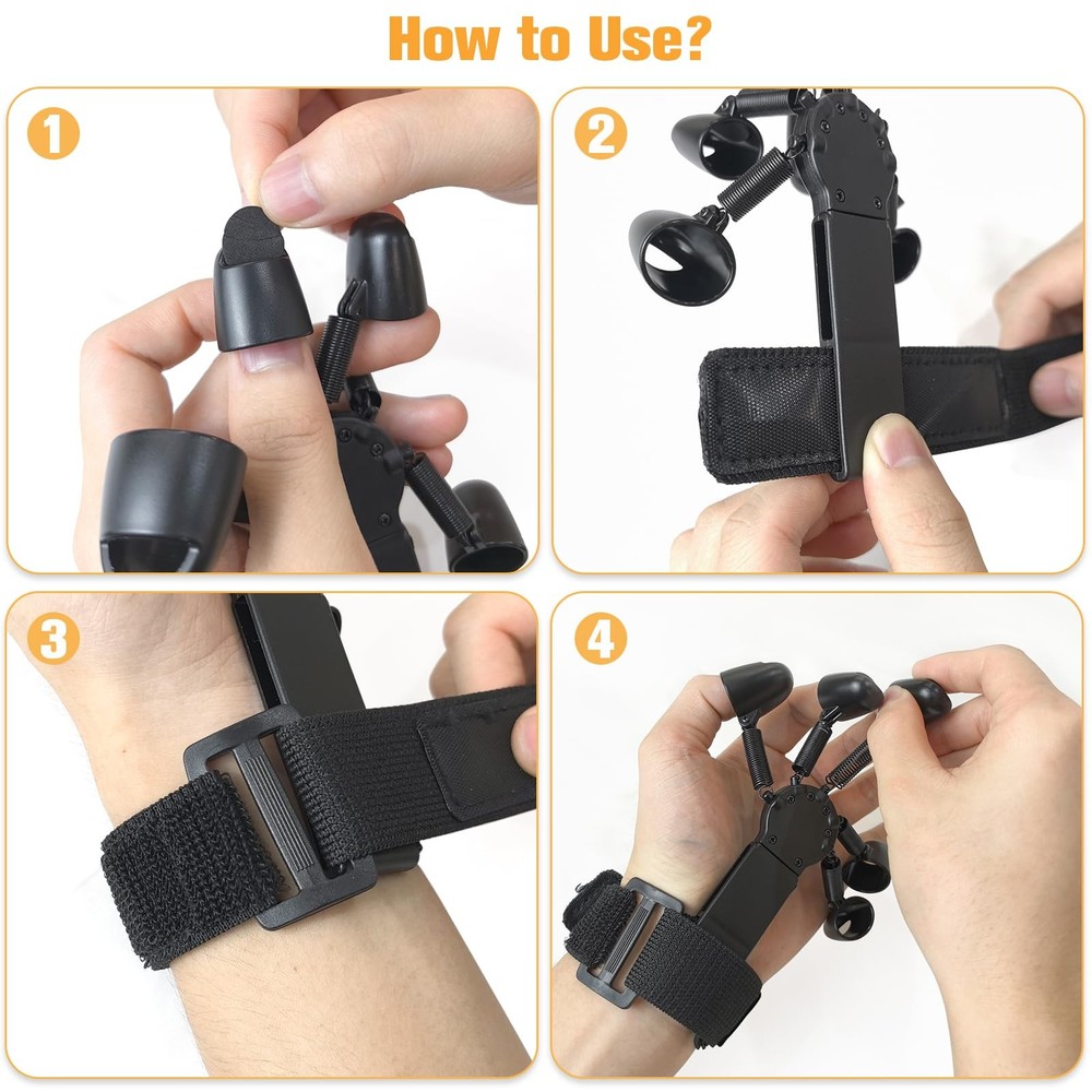 Finger Grip Strength Trainer - Hand Extension Workout Exerciser, Black