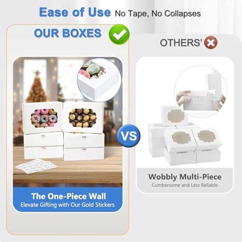 Pcs Bakery Boxes 8-In with Windows, Cookie Boxes for Chocolate Covered 30 White