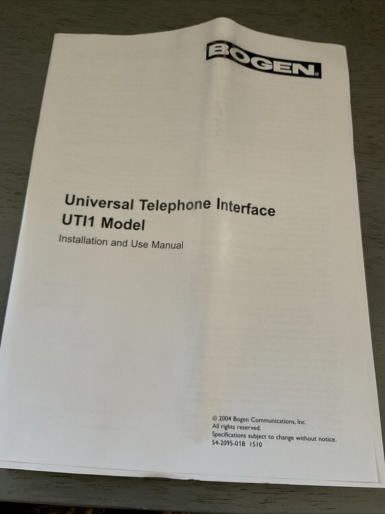 New Bogen Communications UTI1 Universal Paging Telephone Systems Interface