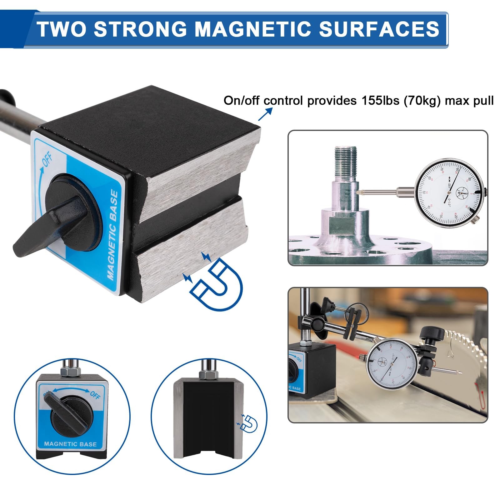 Reloj Comparador Base Magnética Precisión 0.001 Calibra Motores Torno Alineación