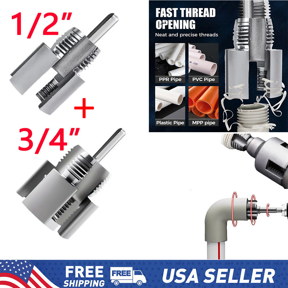 Dual Head Pipe Threading Tool 1/2" & 3/4" Internal & External Thread Cutter