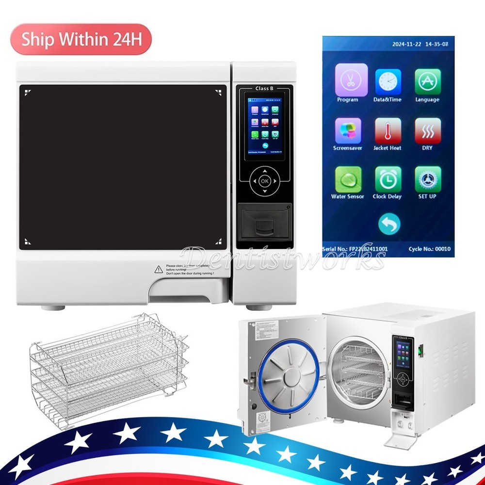 Dental Lab Portable Pre-vacuum Steam Sterilizer Class B Sterilization Automatic
