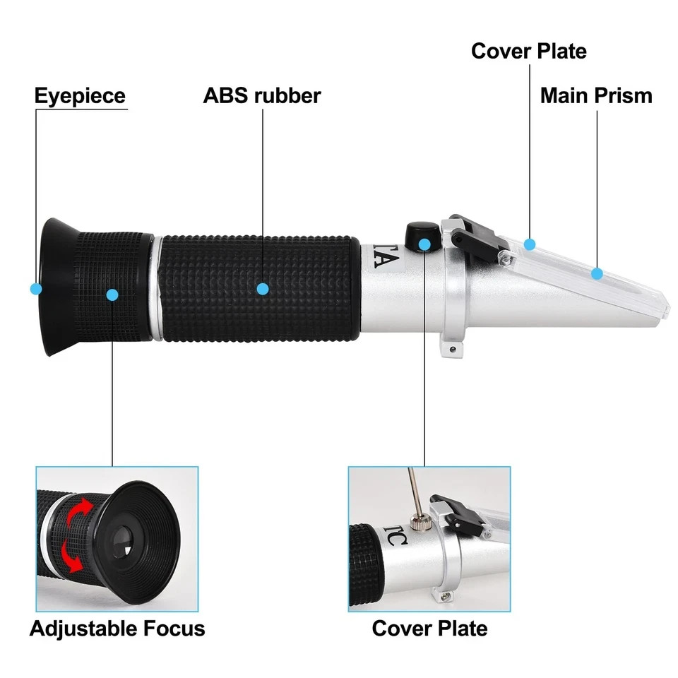 Portable Brix Refractometer with ATC, Accurate Dual Scale Brix Meter Specific Gr