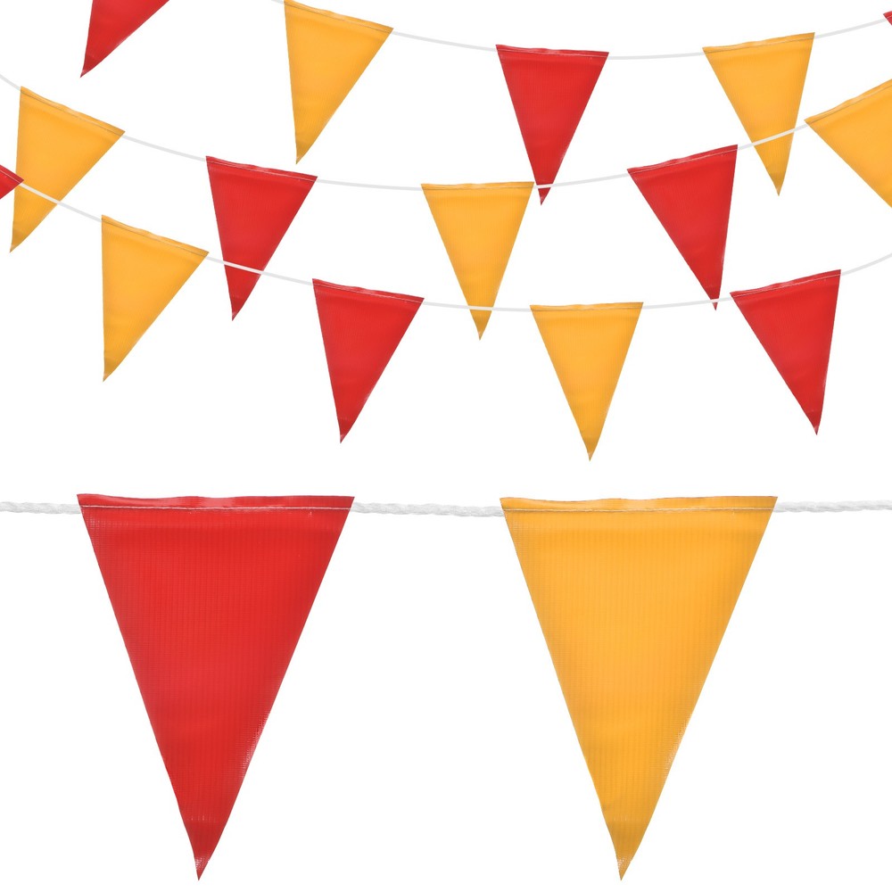 98ft 45pcs Caution Pennant Banner Flags Perimeter Marking Flag, Yellow Red