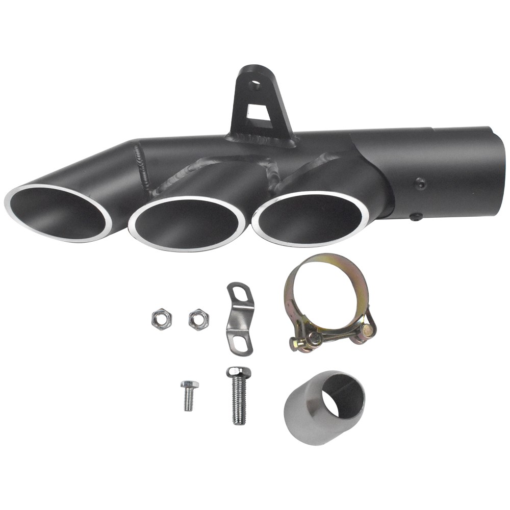 Right Three Outlet Universal Motorcycle Exhaust Mufflers Tail Pipe Tip Accessory