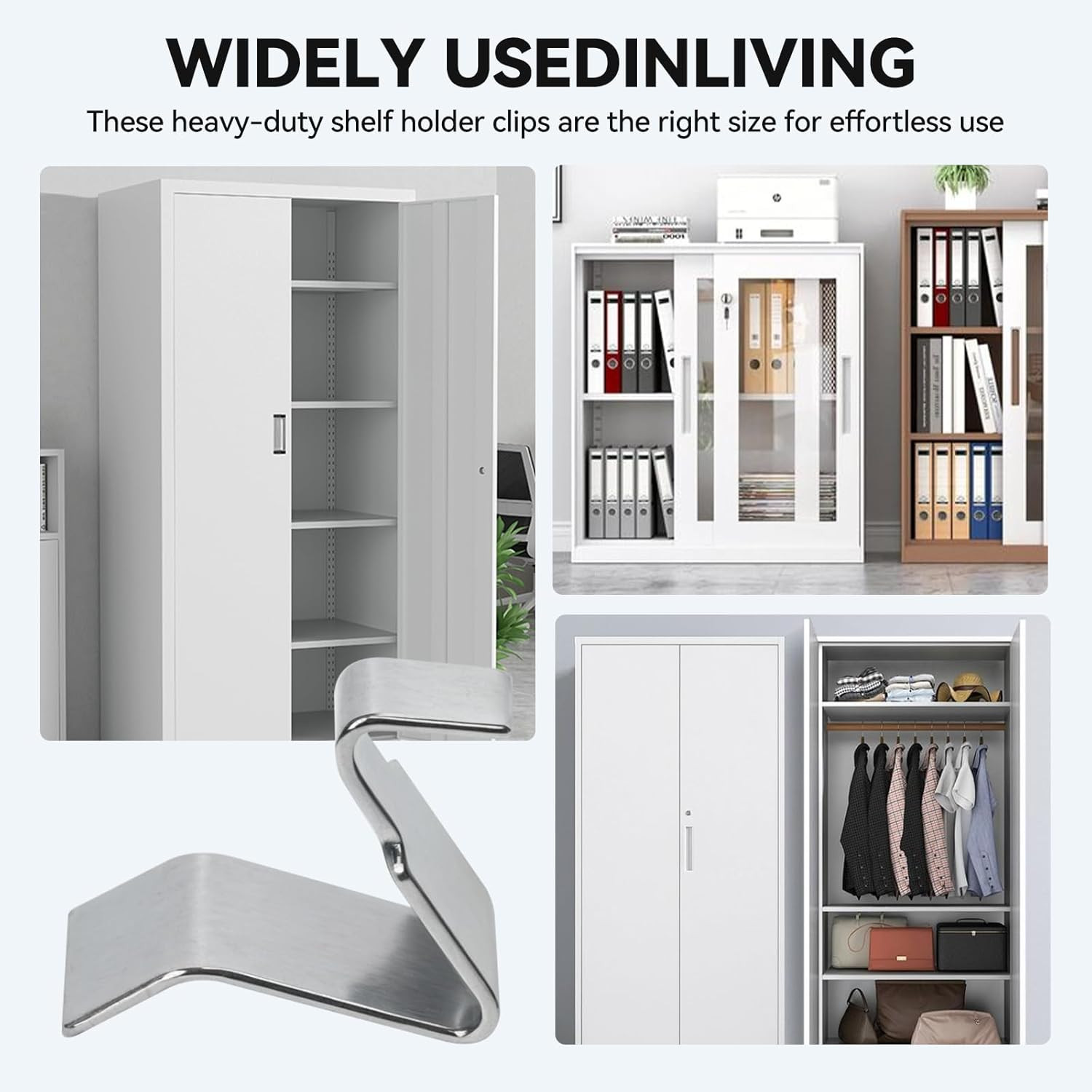 Metal Cabinet S-Clips 16 PCS Compatible with Sandusky and Other Cabinets