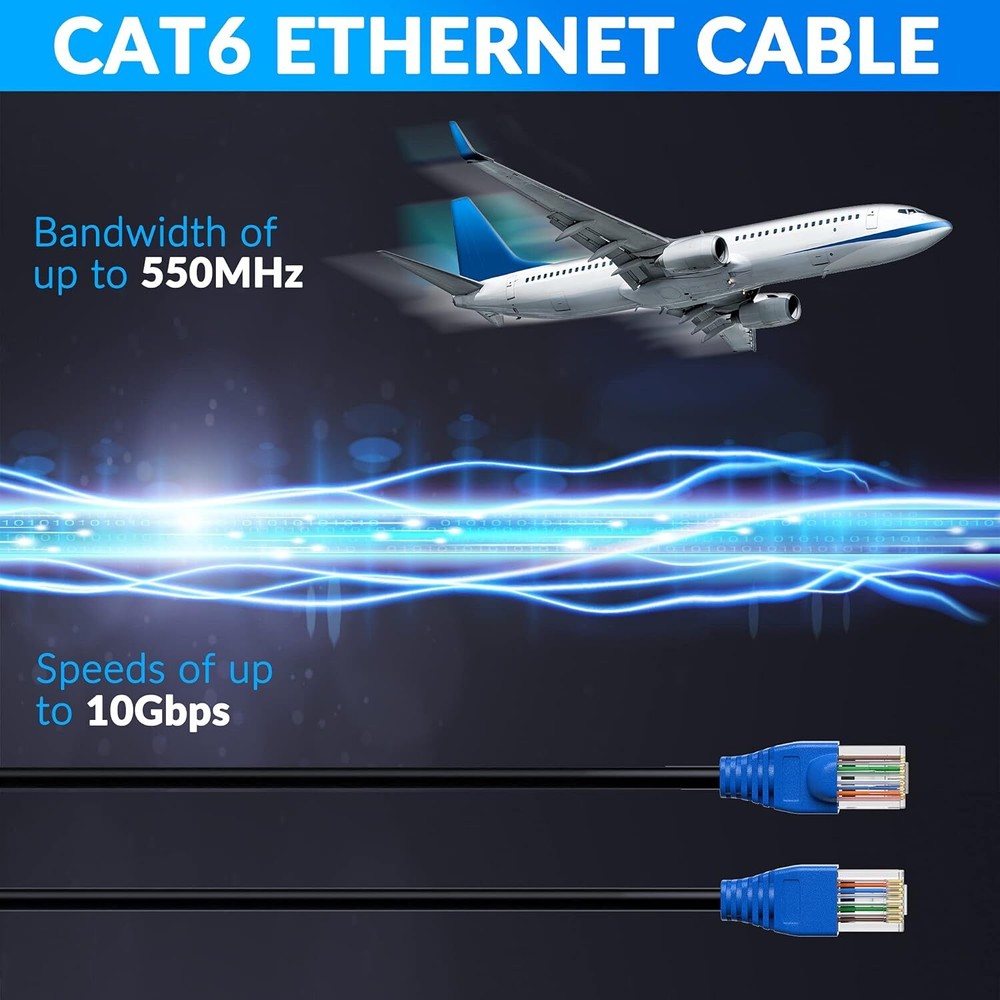 Cable Ethernet Para Exteriores Cat6 De 100 Pies, Cable De Internet Resistente...