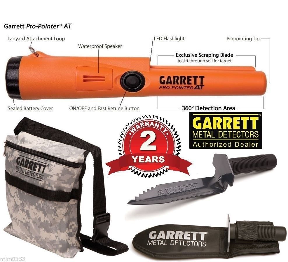 Garrett Pro Pointer AT Pinpointer Metal Detector + Camo Pouch + Edge Digger