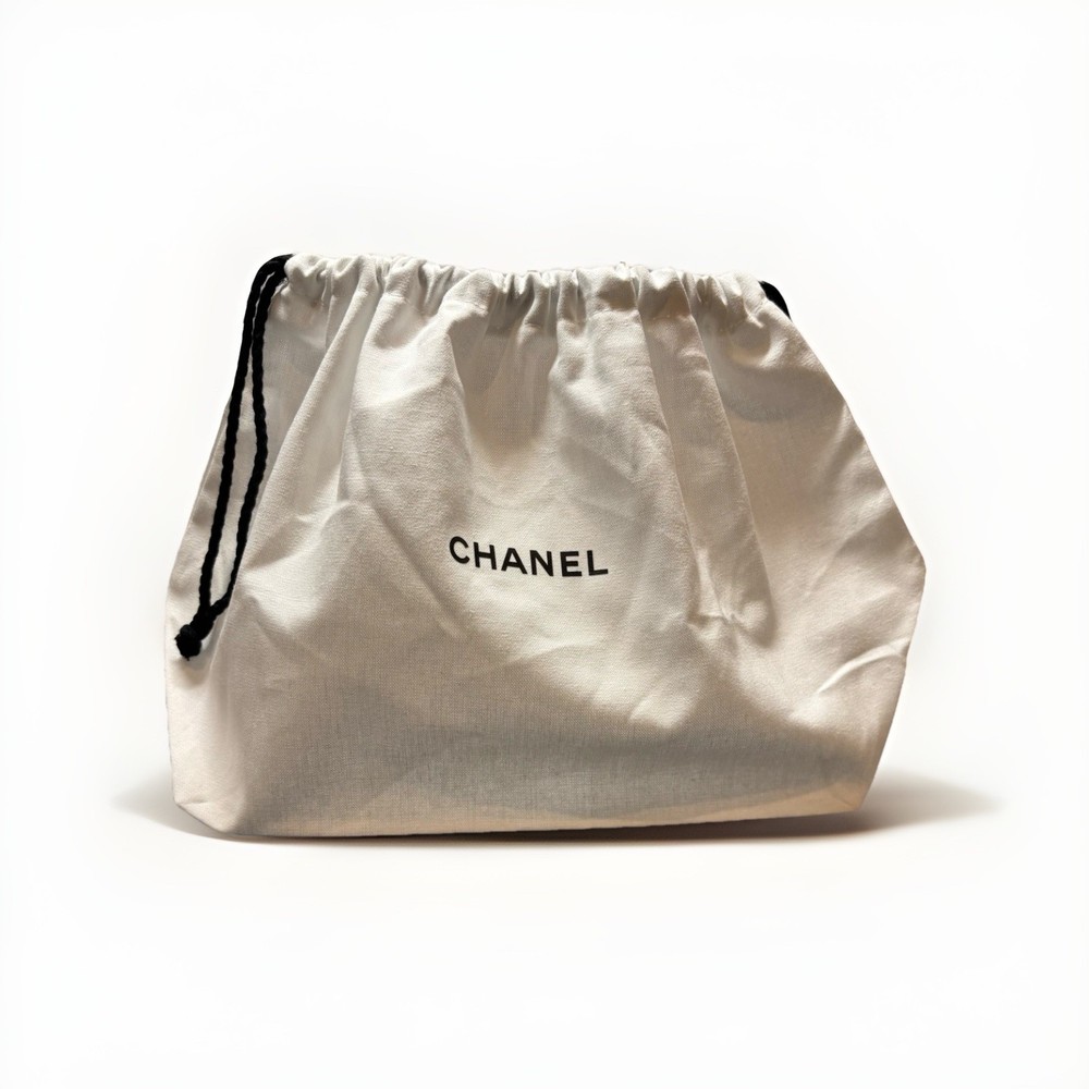 Chanel White Cotton Pouch Cosmetic Makeup Bag Essential Drawstring Storage Bag