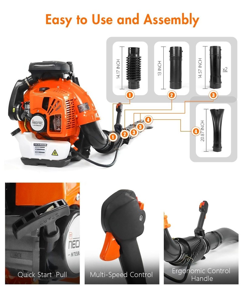 Commercial Backpack Leaf Blower 2 Stroke 75.6CC Gas-powered Backpack Snow Blower