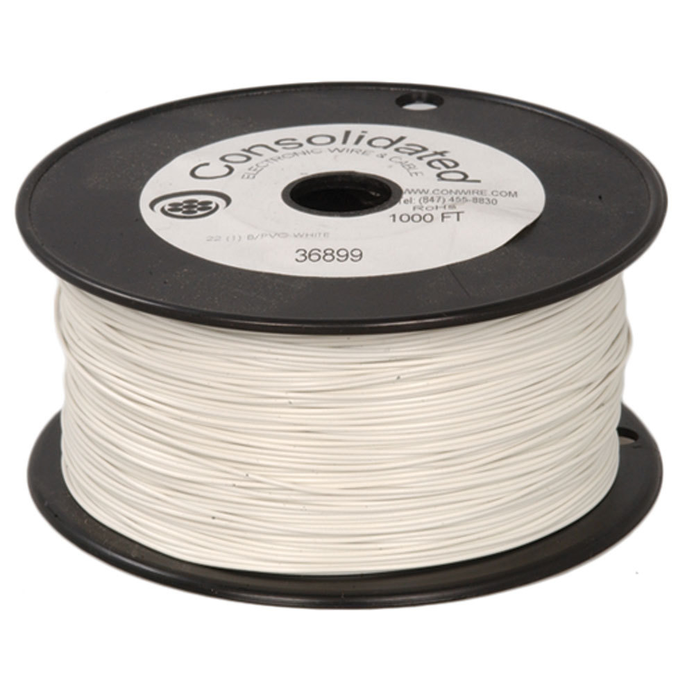 22 AWG Solid White Hook-Up Wire 1000 ft. Reel