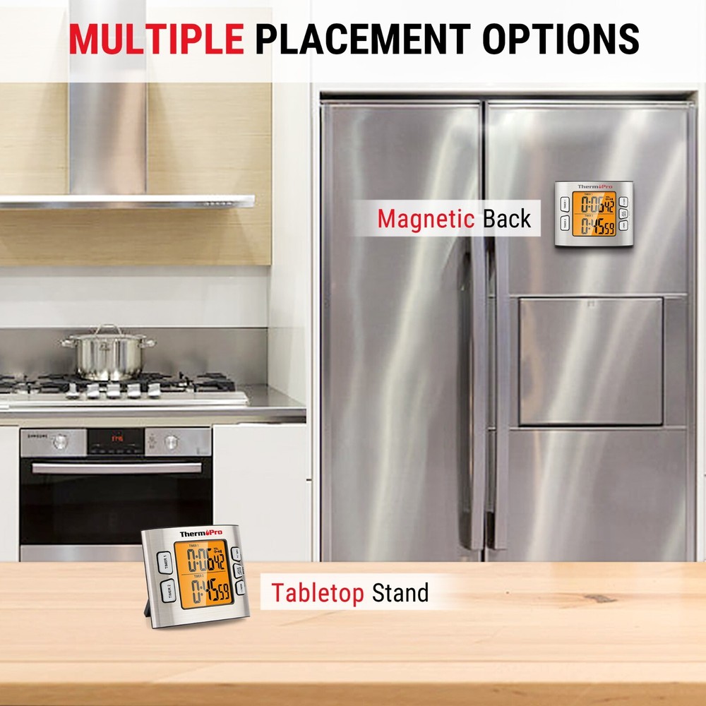 ThermoPro TM02 Digital LCD Kitchen Timer Dual Countdown Cooking Timer Loud Alarm