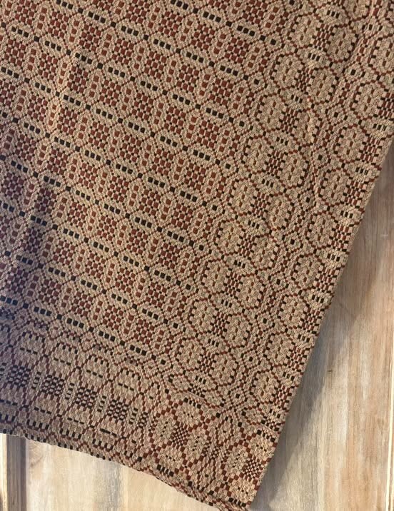 New Primitive BROWN RUST COVERLET TABLE SQUARE Woven Tablecloth 52"