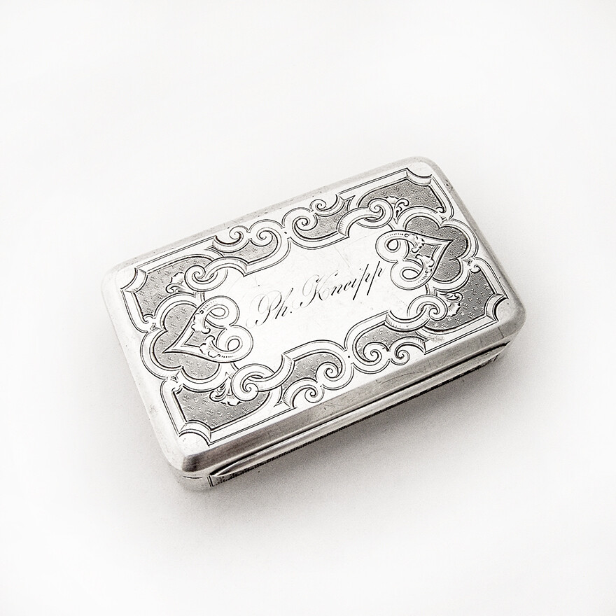 Snuff Box Engine Turn Decorations Coin Silver Gorham Silversmiths 1870