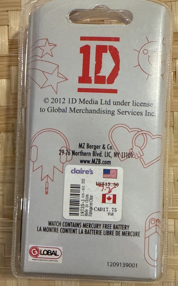 1D One Direction 2013 Pink LCD Watch Rainbow Strap Untested New In Box