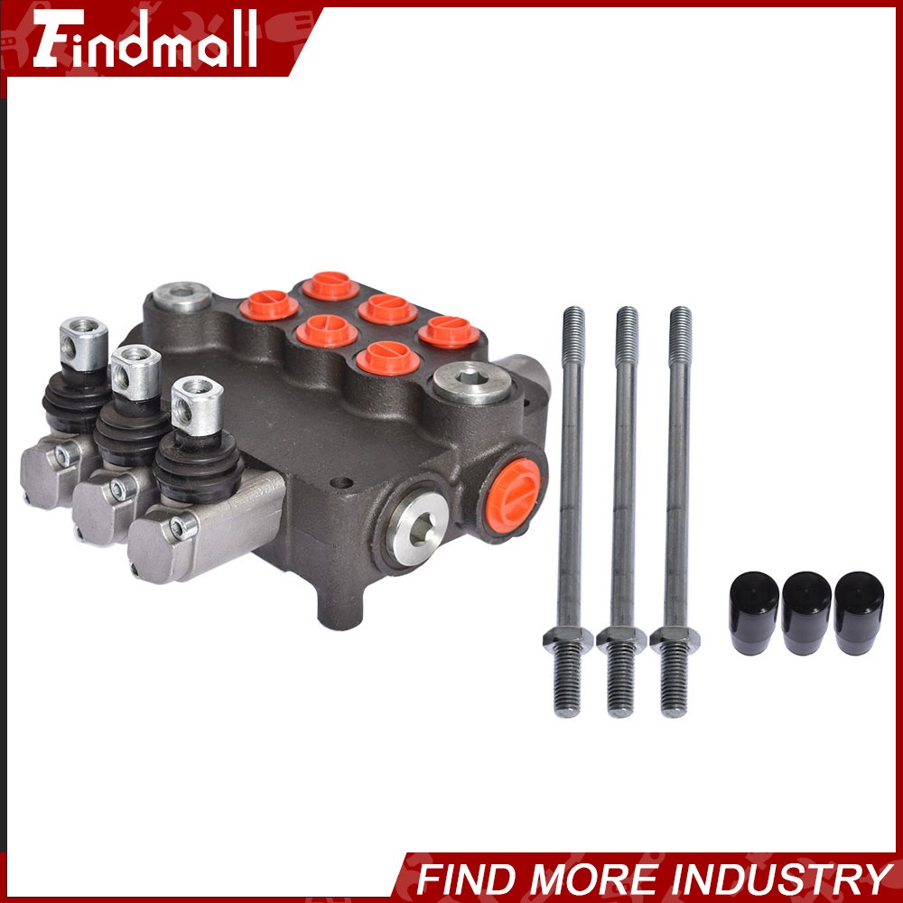 3 Spool 21 GPM Hydraulic Monoblock Double Acting Control Valve SAE Ports NEW