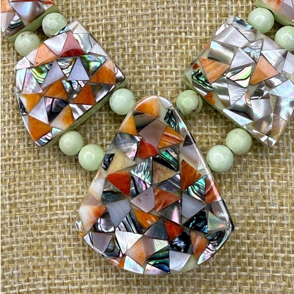 Boho Reversible Abalone Shell Citron Magnesite 925 Silver Necklace