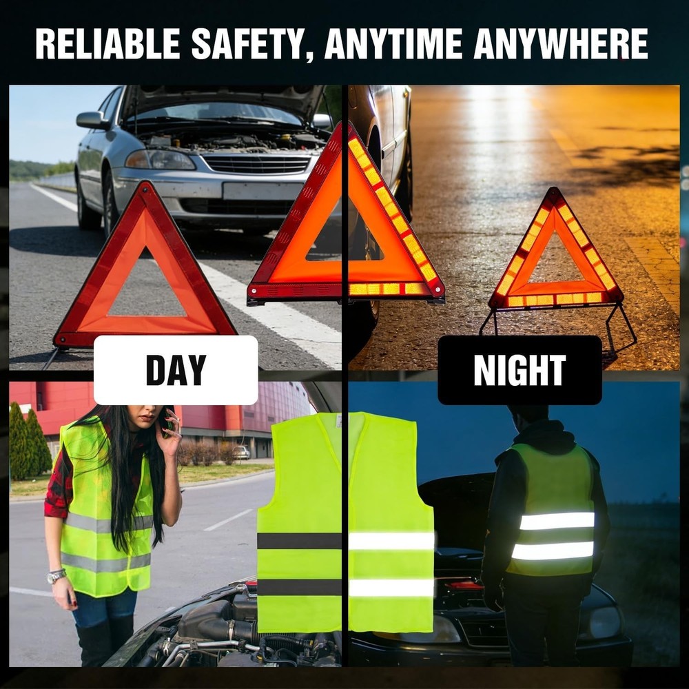Emergency Warning Triangle Kit – Roadside Safety Kit with Reflective Warning ...