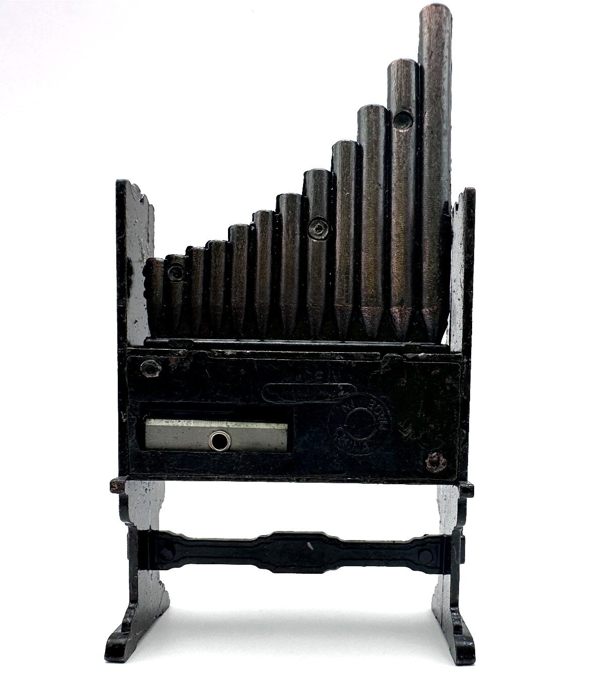 VINTAGE MINIATURE CAST IRON PIPE ORGAN - PENCIL SHARPENER - BOX - A427