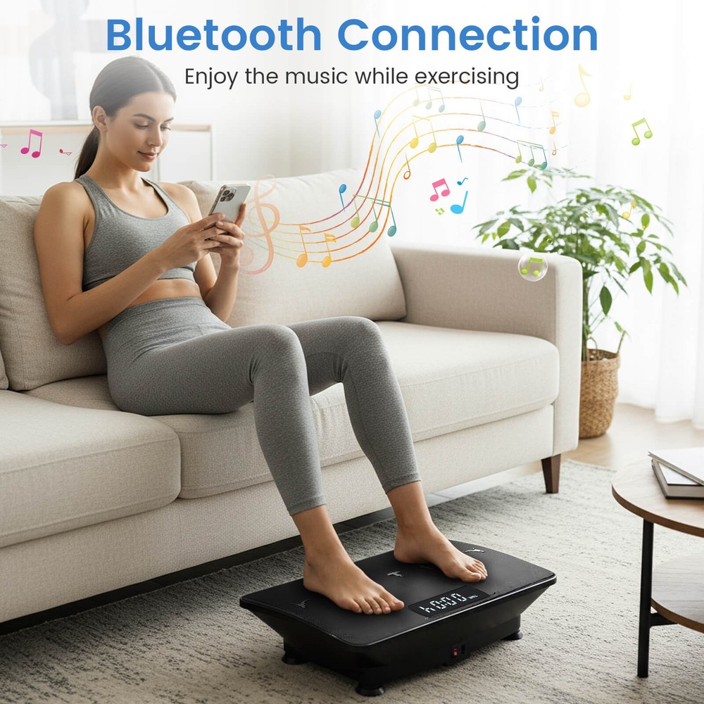 Vibration Plate Exercise Machine w/ Gravity Sensor, Remote Control, Bluetooth