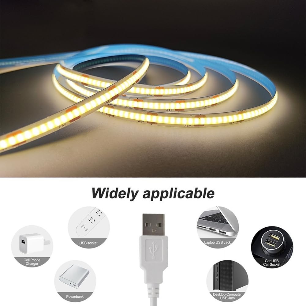 2 Pack Warm LED Strip Lights, 3 Button Switch LED Strip Light with Dimmer, US...