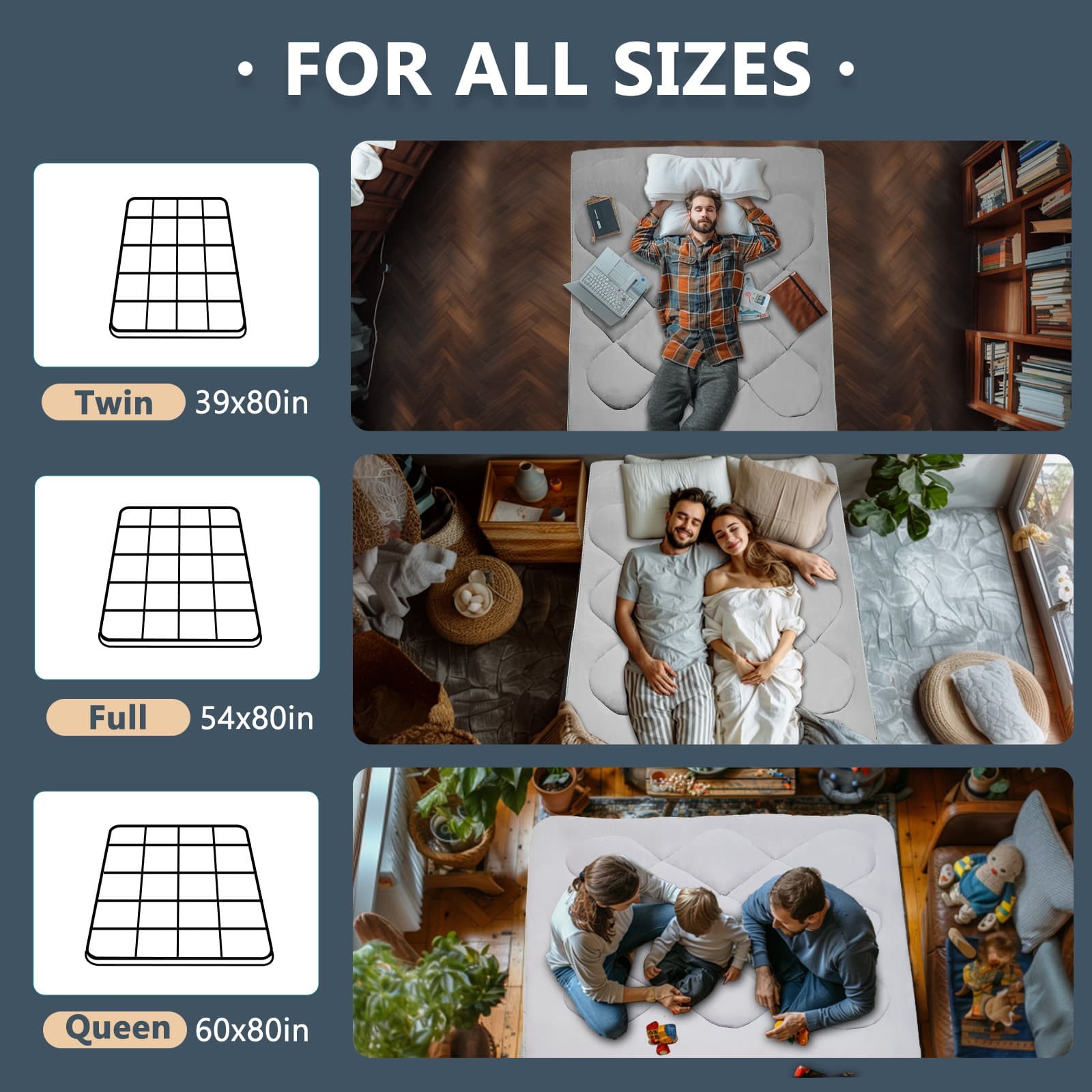 Extra Thick Japanese Sleeping Floor Mattress Foldable Roll Up Futon Tatami Mat