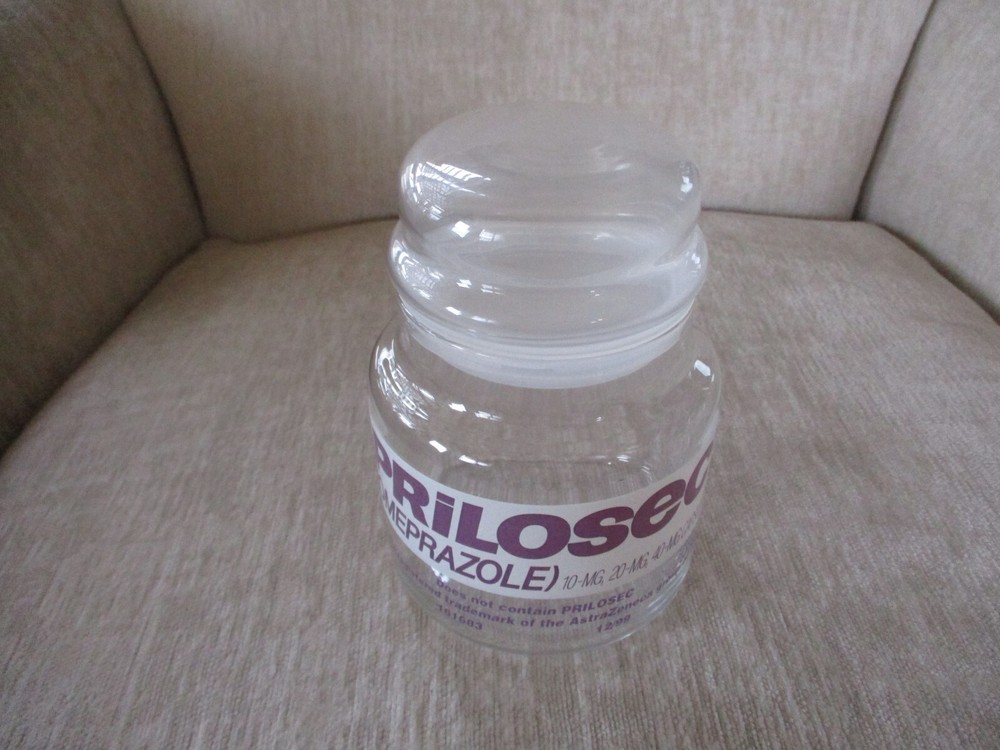 PRILOSEC Clear Glass Jar Drug Rep Pharma Advertisement