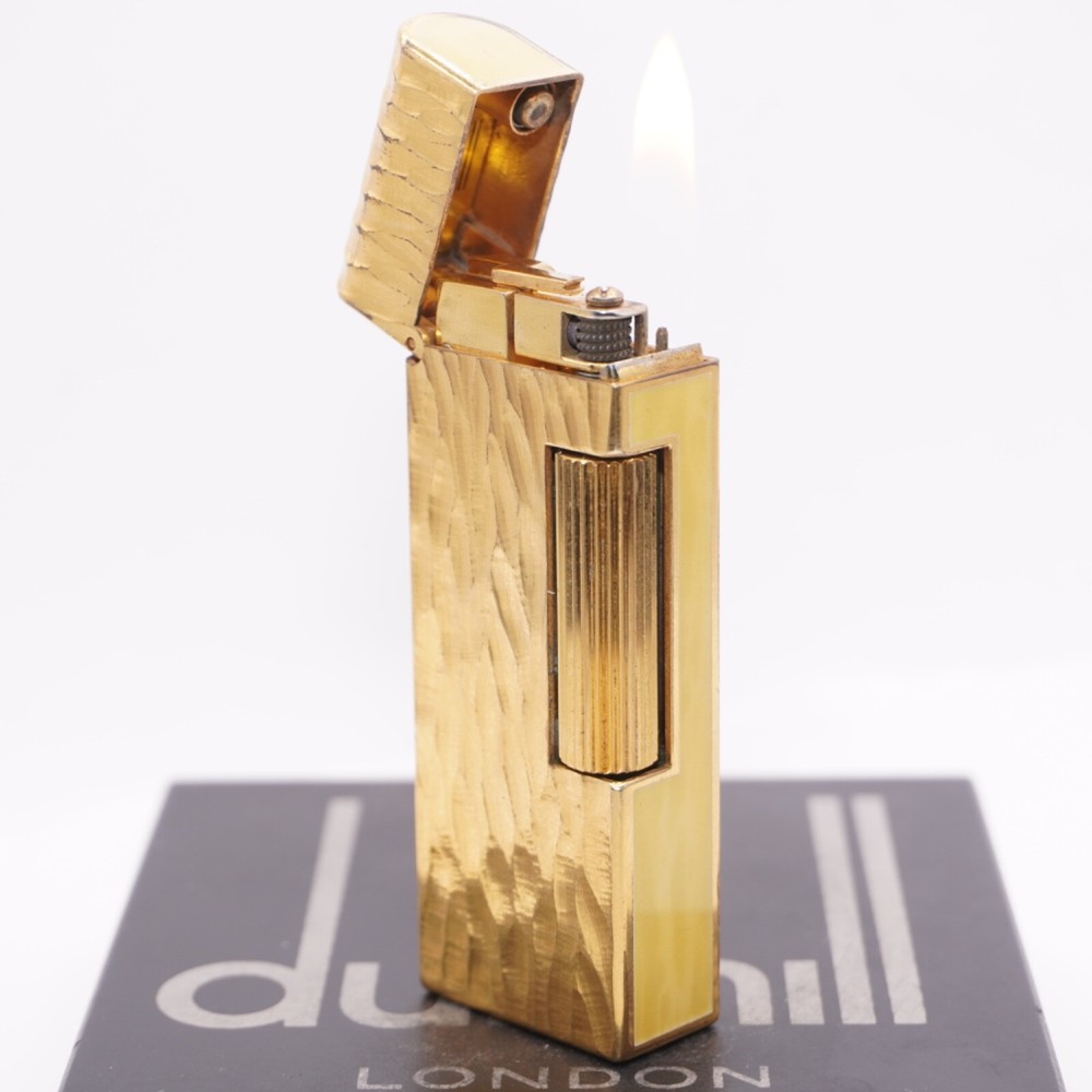 Dunhill Dome Lighter Yellow Lacquer _Ultrasonically Cleaned_Working