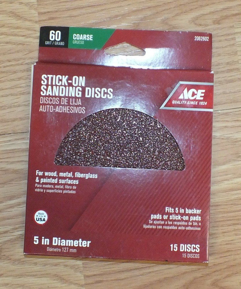 Ace (2062602) 60 Grit Course 5" Diameter Stick on Sanding Discs **NOS**