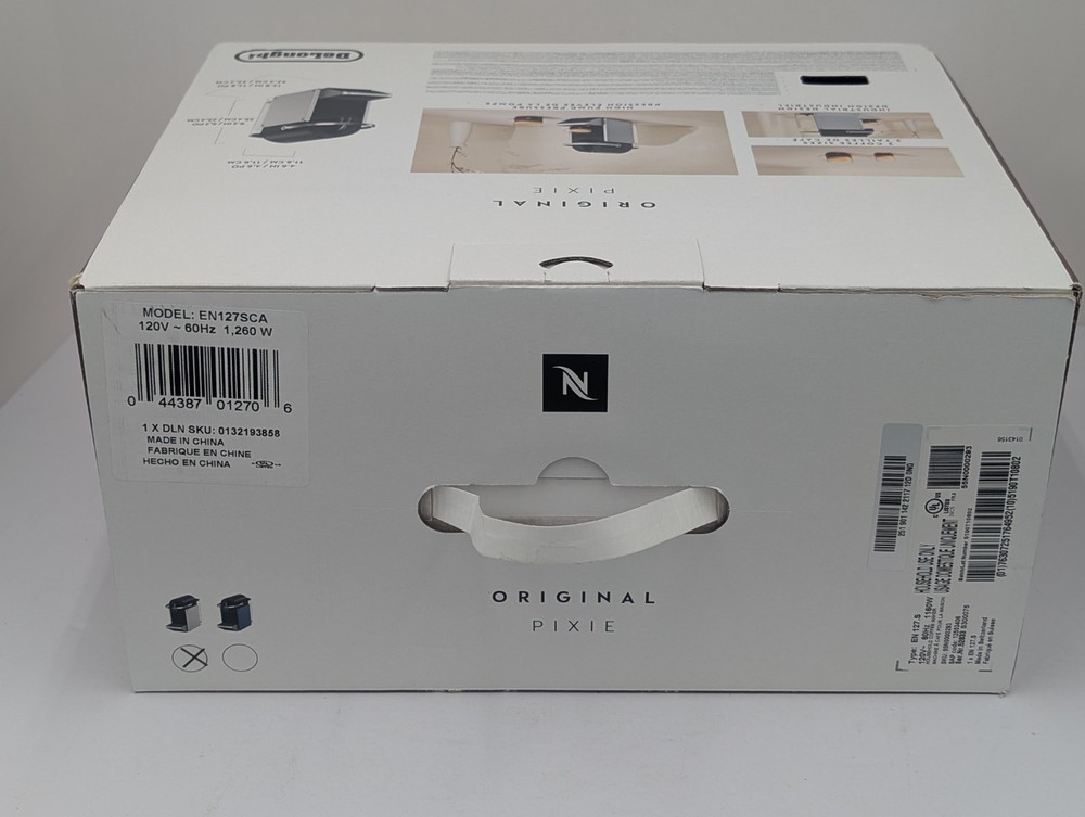 Nespresso Pixie Espresso Machine by De'Longhi Aluminum Silver Compact 1100ml New