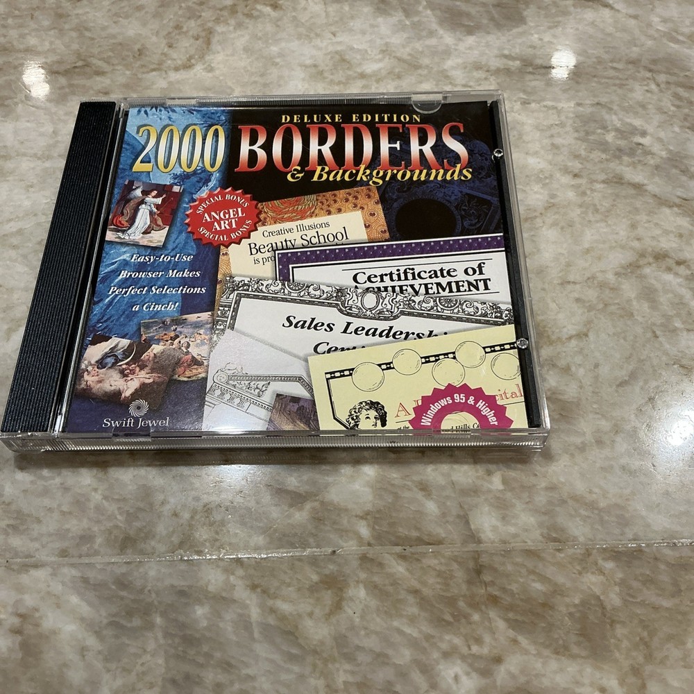 2000 Borders & Backgrounds Deluxe Edition PC CD ROM Windows 98 XP Compatible