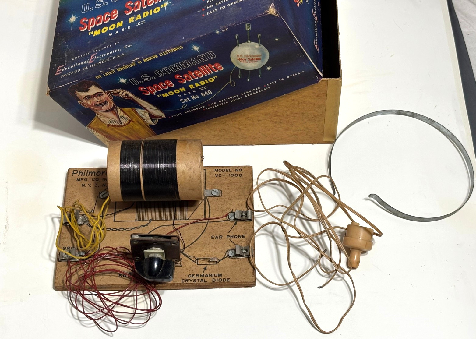 Vtg U.S. COMMAND Space Satellite MOON RADIO box only + PHILMORE VC-1000 SATO Ear