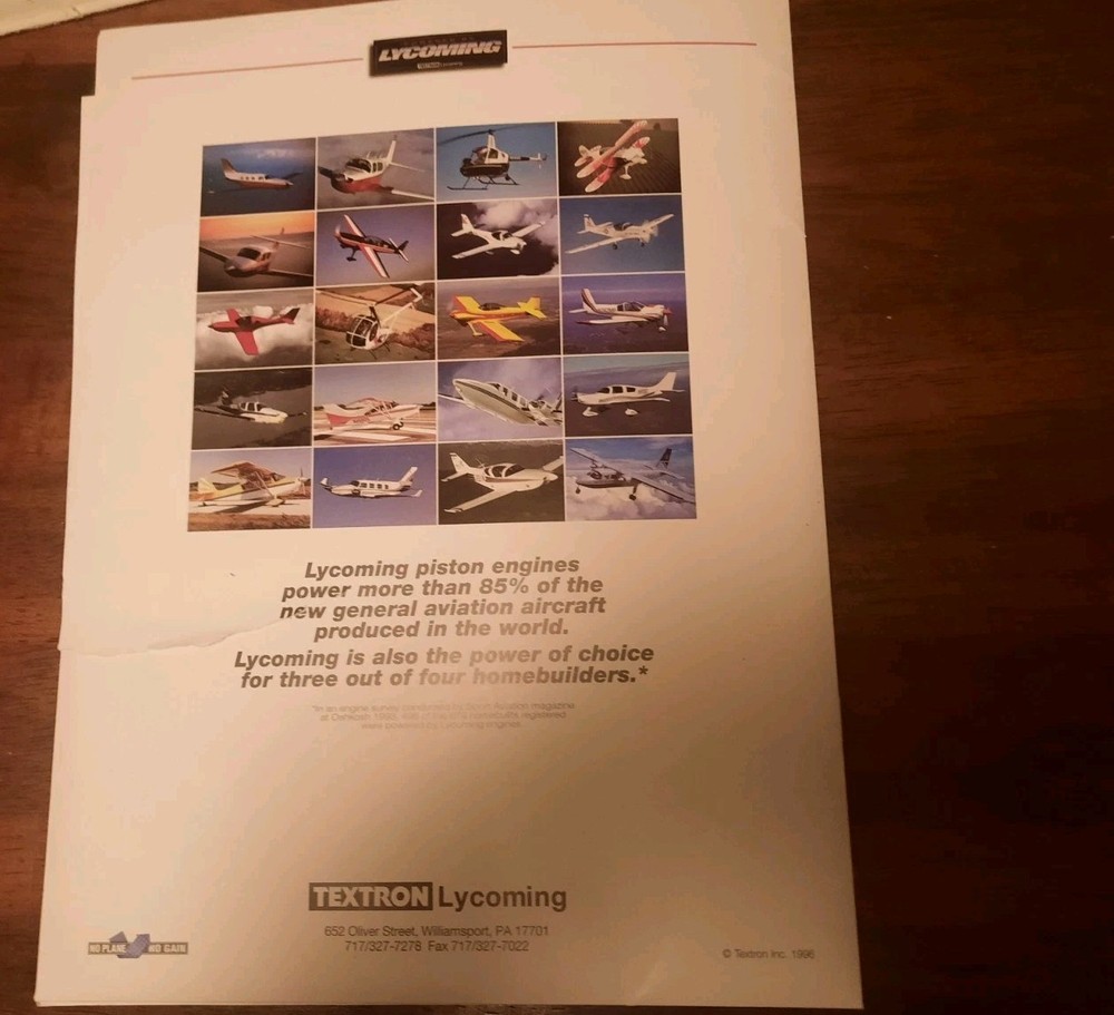 1996 Lycoming Data Pak Service Bulletins