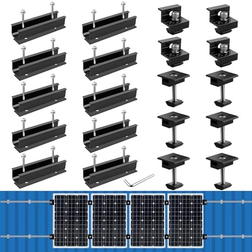 Solar Panel Mounting Brackets, 4.72" Rails + 1.38"& 1.18" clamps Black