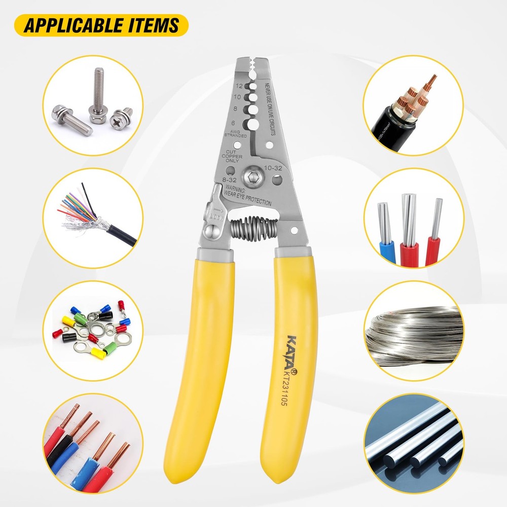 KATA 7 Inch Wire Stripper, Cutter, Stripping/Cutting Tool for Yellow