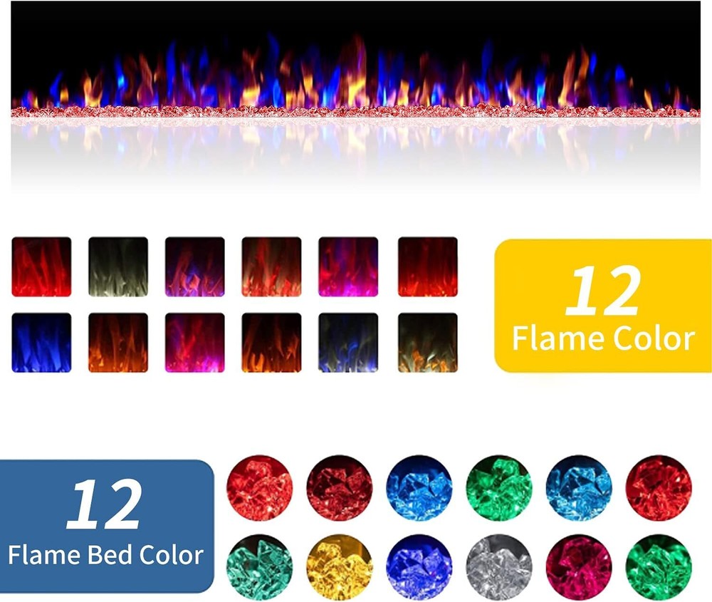 Electric Fireplace 42'' with Remote with Adjustable Flame Brightness & Speed