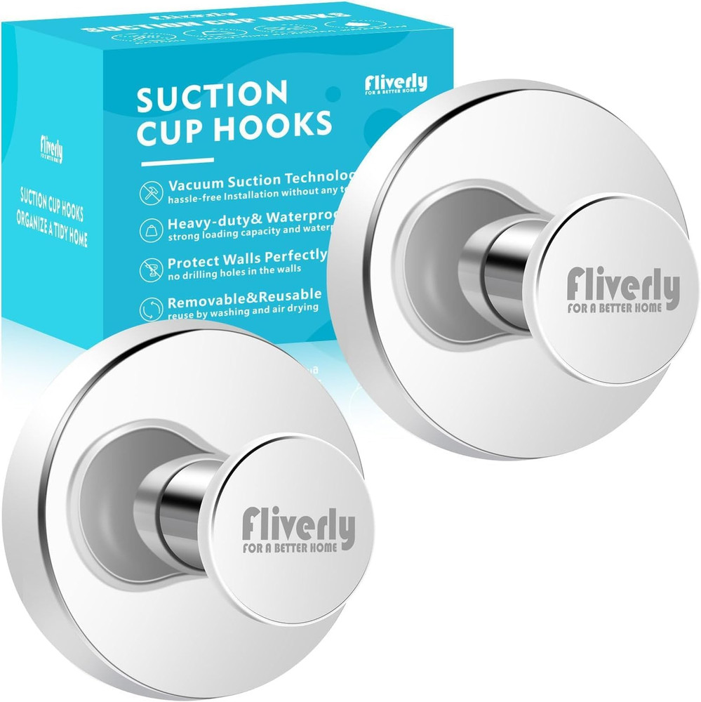 2Pcs Suction Cup Hooks for Shower,Inside Shower,Wall,Bathroom,Bedroom,Kitchen,Do