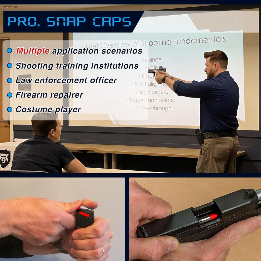 Snap Caps Training Dummy Rounds, Reusable Dry Fire Training Round Close to Real