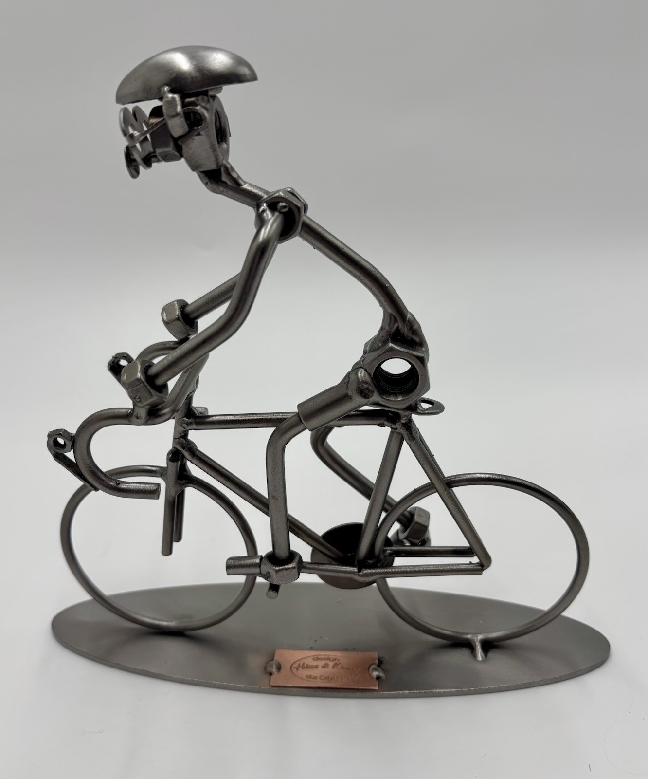 Hinz & Kunst Cyclist Bicycle Rider Metal Sculpture, Handcrafted German Weld Art