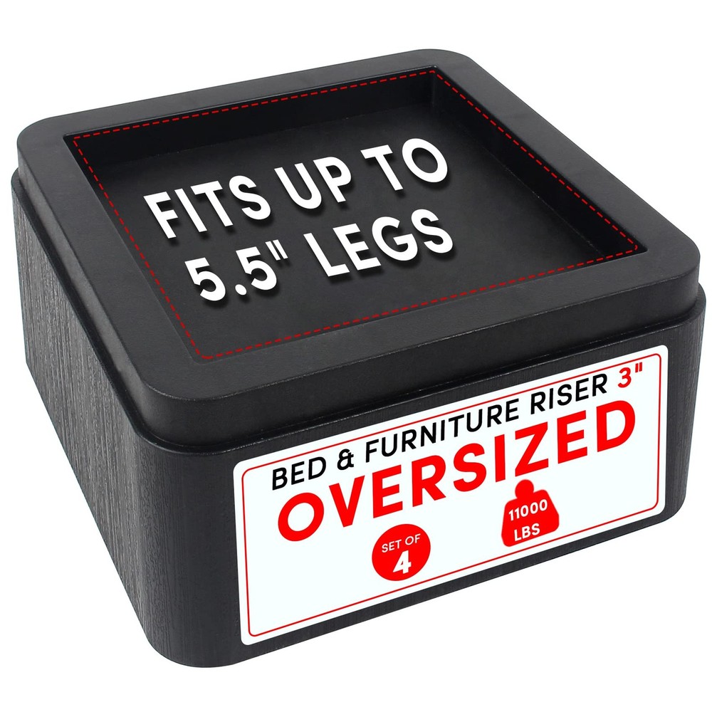 Oversized Bed Risers Heavy Duty Stackable 4 Pack, Furniture Risers for Sofas .