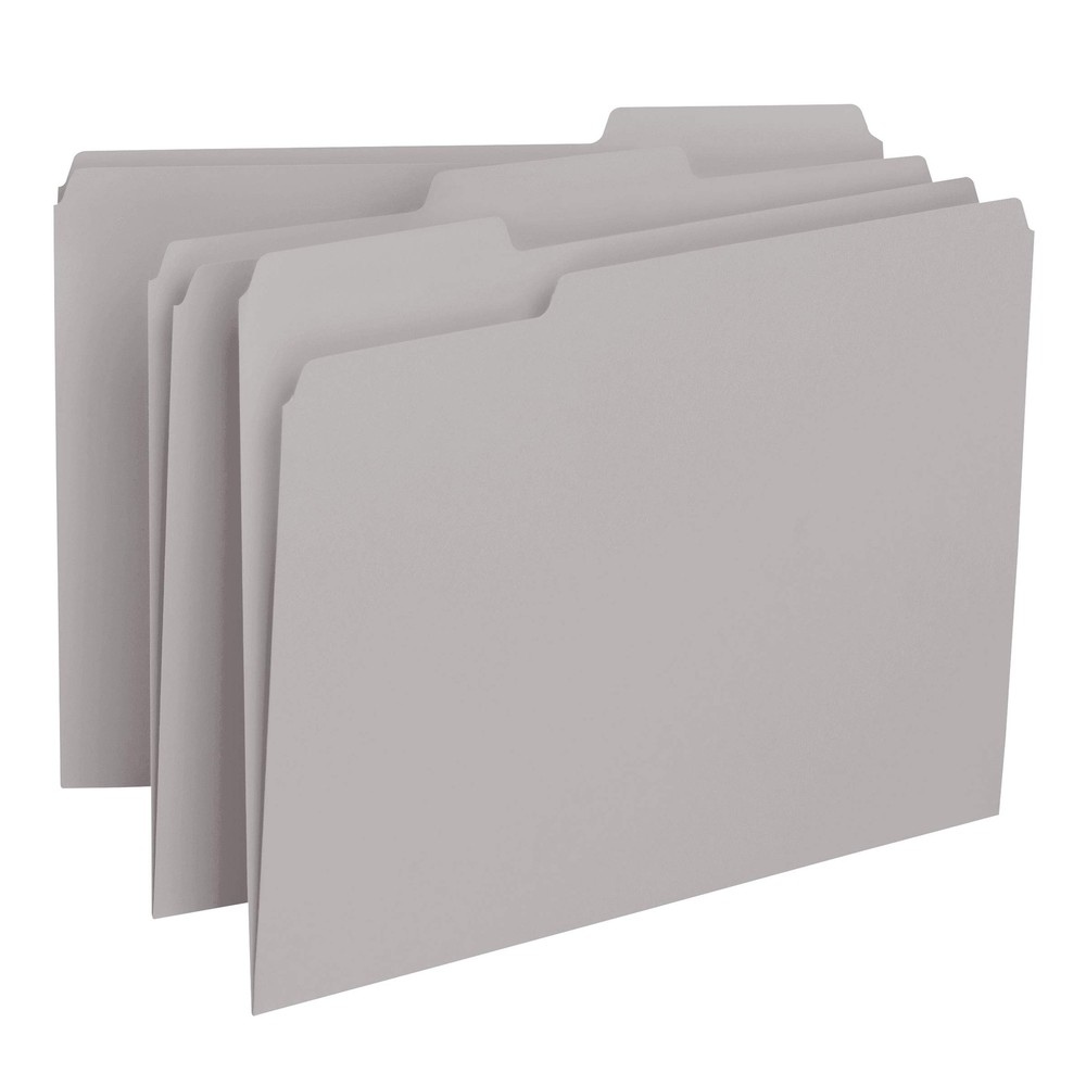 Interior File Folder 1/3-Cut Tab Letter Size Gray 100 per Box 10251