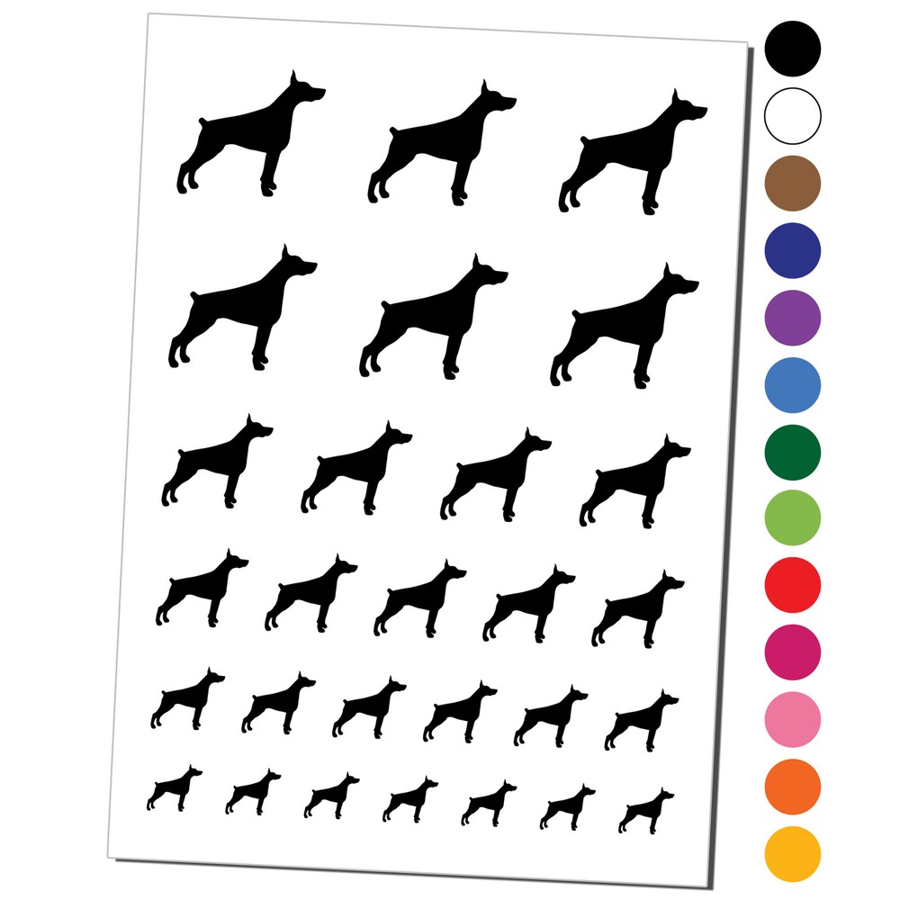 Dobermann Pinscher Dog Solid Temporary Tattoo Water Resistant Set