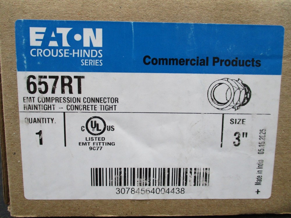 EATON CROUSE HINDS 657RT 3" RAINTIGHT EMT COMPRESSION CONNECTOR