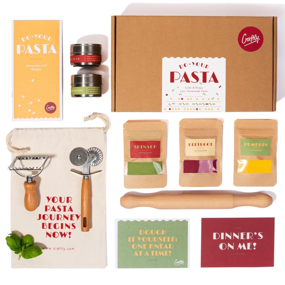Gourmet DIY Pasta Making Kit | Complete Set with Rolling Pin, Ravioli Stamp & Sp
