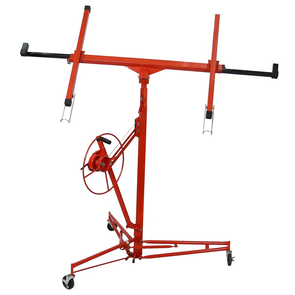 Drywall Rolling Lifter Panel Hoist Jack Lift 11Ft 150LB w/Lockable Wheels