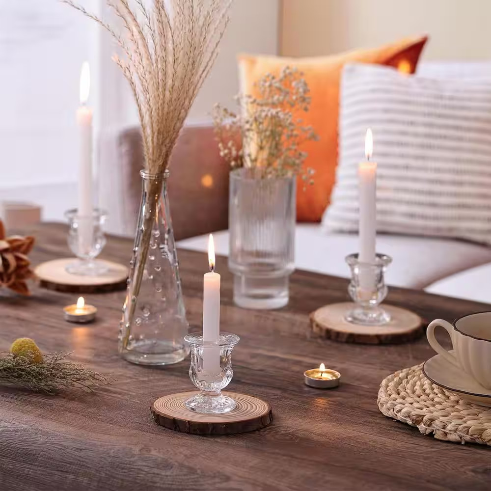 Clear Glass Taper Candle Holder 12-Pack