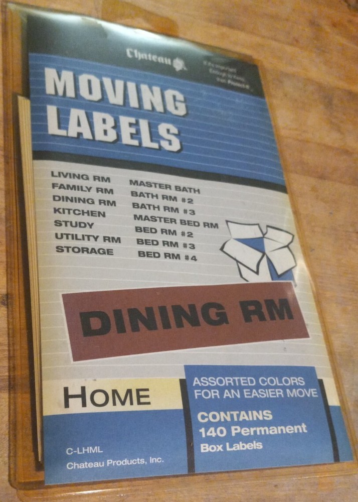 CHATEAU MOVING LABELS Dining RM 140 Permanent Box Labels