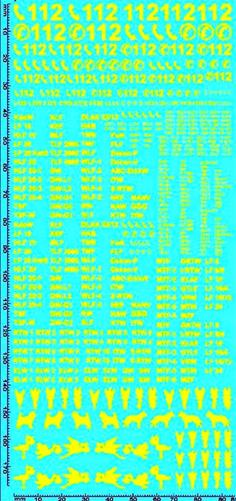 Emergency Services Yellow 1:87 Decal
