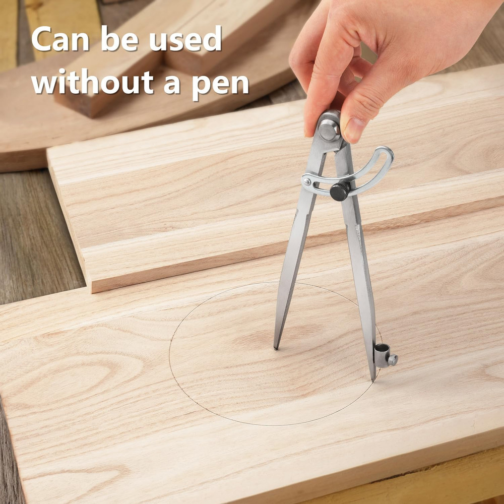 Woodworking Compass Geometry Tool - Professional Locking Drafting Compass with P